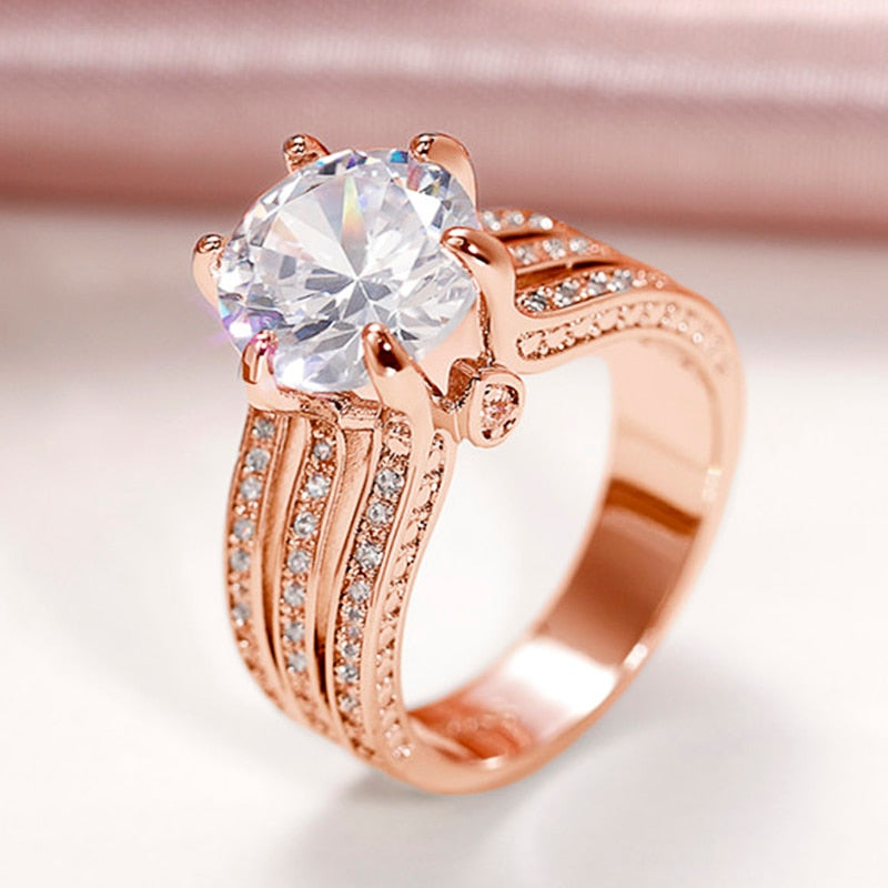 Huitan Gorgeous Pink/White Cubic Zirconia Ring