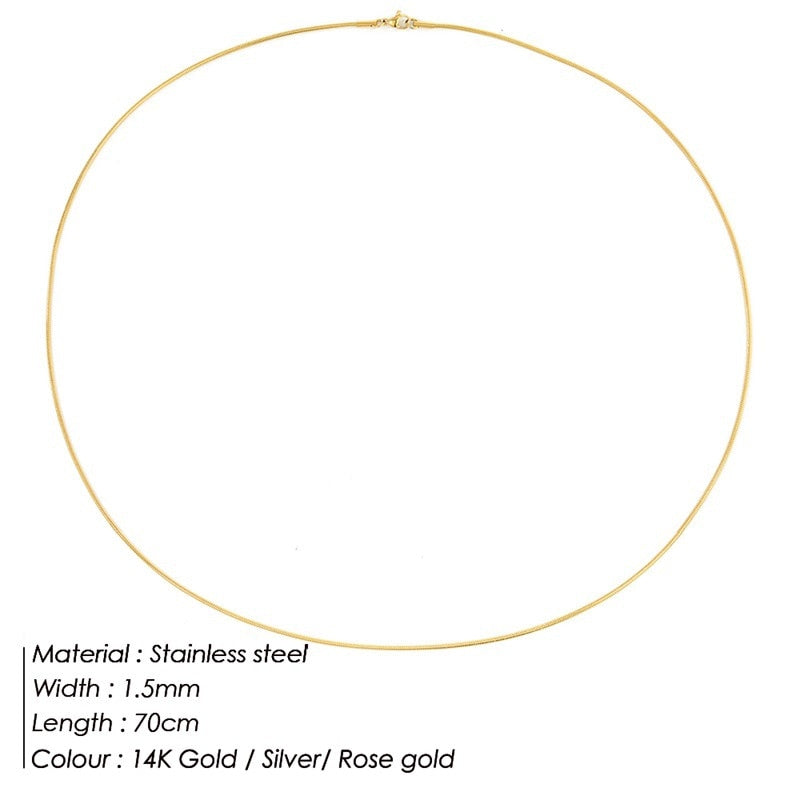 JUJIE 2MM/3MM/4MM/5MM Stainless Steel Snake Chain Necklace