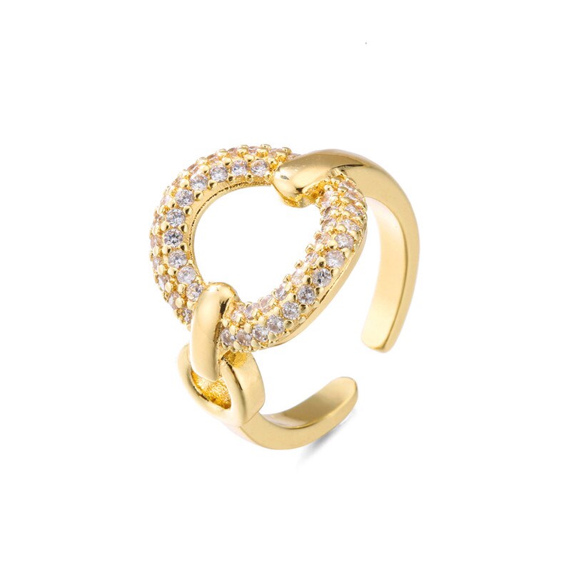 Trendy Gold Color Copper Geometric AAA Cubic Zirconia Ring