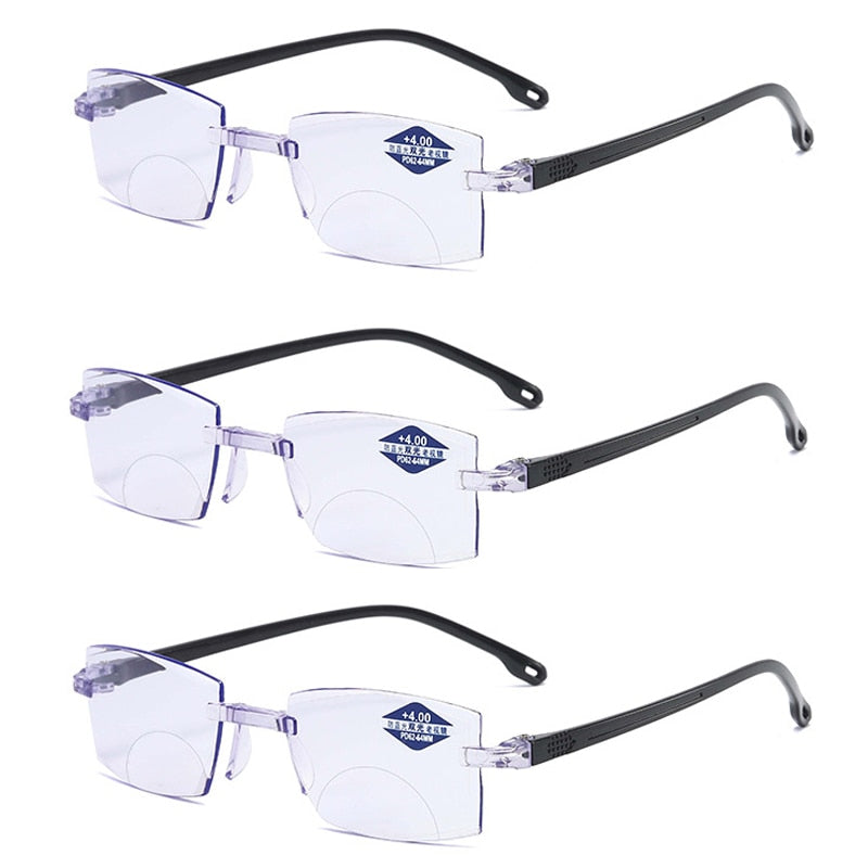 Diamond-cut Blue Light Blocking Multifocal Eyewear Ultralight Rimless Eyeglasses