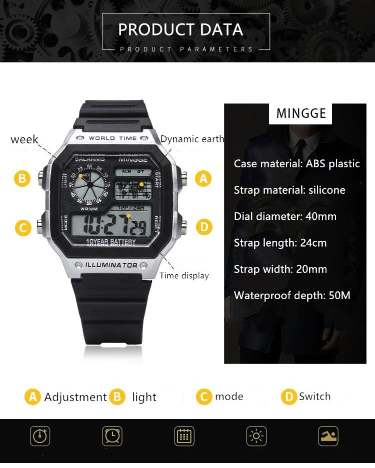 Military Luminous Chronograph Waterproof Digital Watch