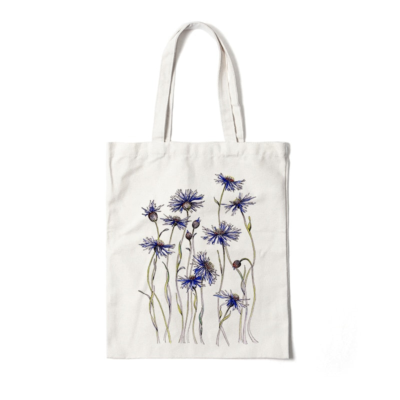 Floral Canvas Reusable Tote Bag