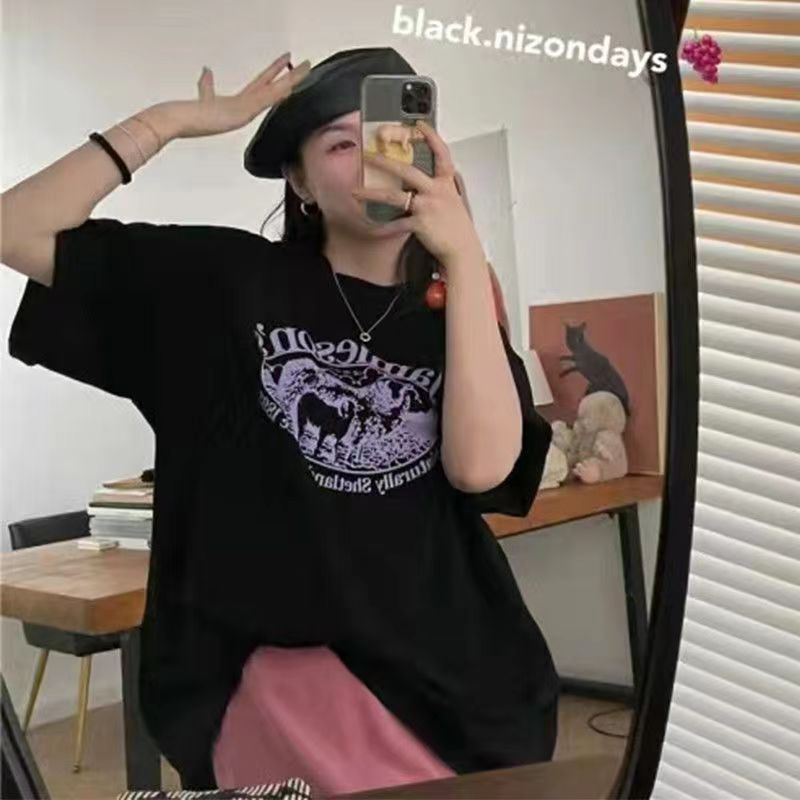 DAYIFUN T-shirt Half Sleeve Female  O-neck Top