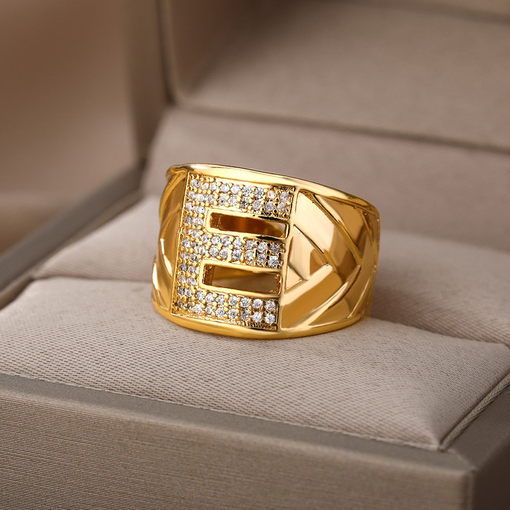 Adjustable Stainless Steel Alphabet Name Initials Ring