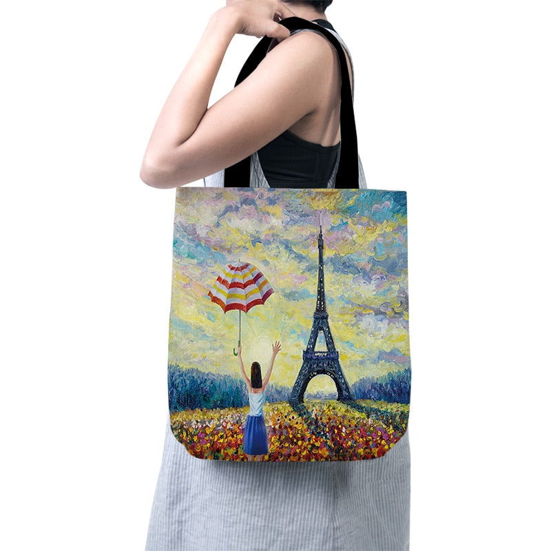 Cartoon Little Prince Women Canvas Eco Foldable Reusable Shopper Bag