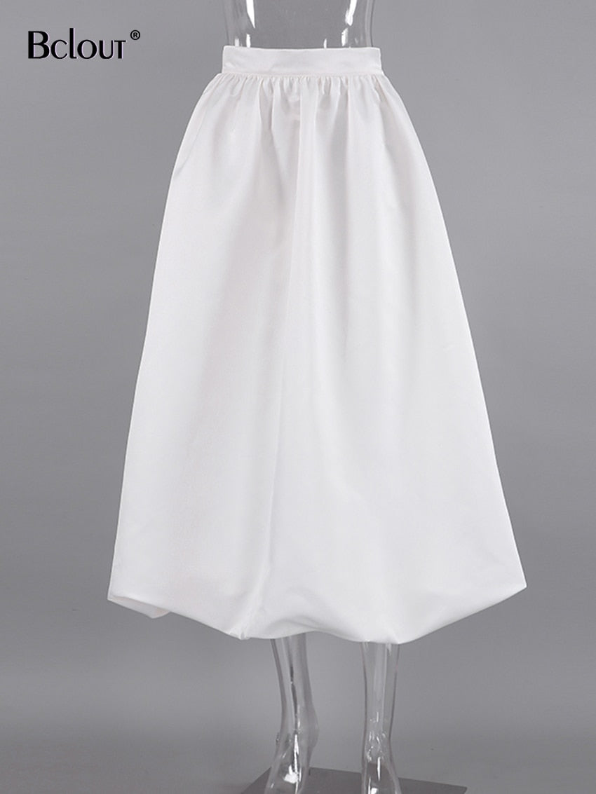 Bclout Elegant Loose High Waist Black Party Long Skirt