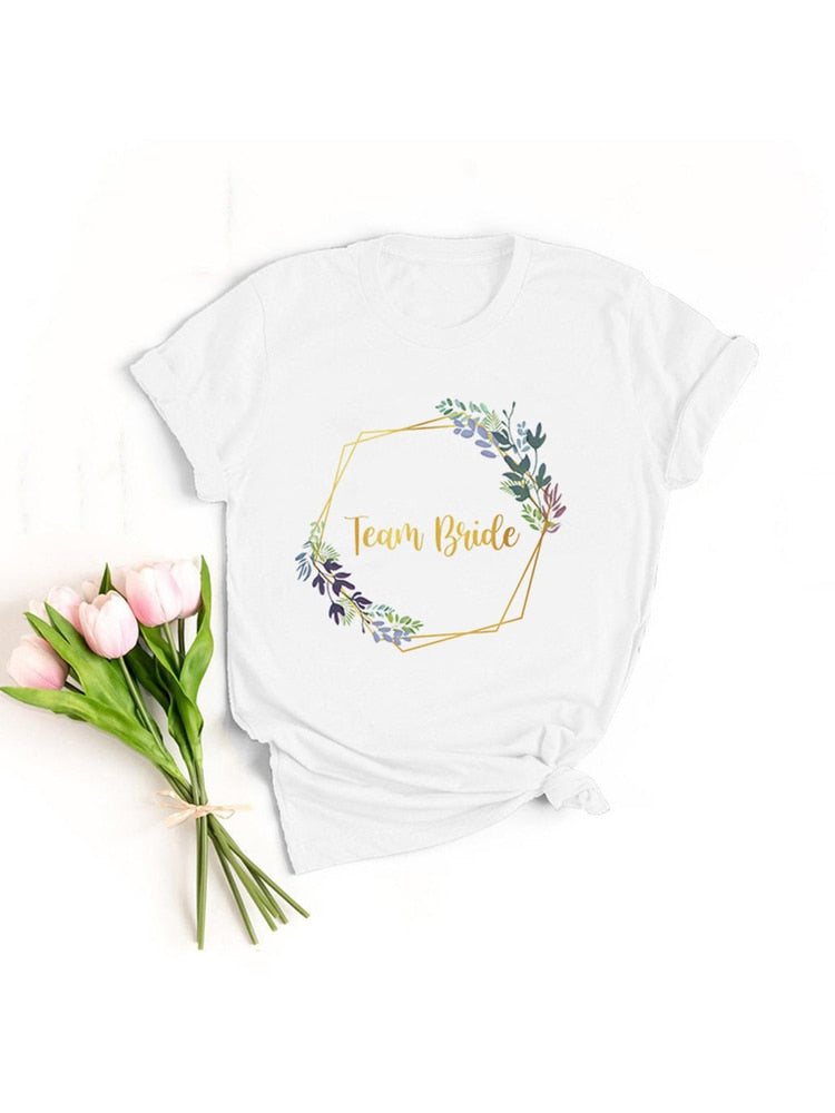 Bride Graphic T-shirt Casual Wedding Female Top
