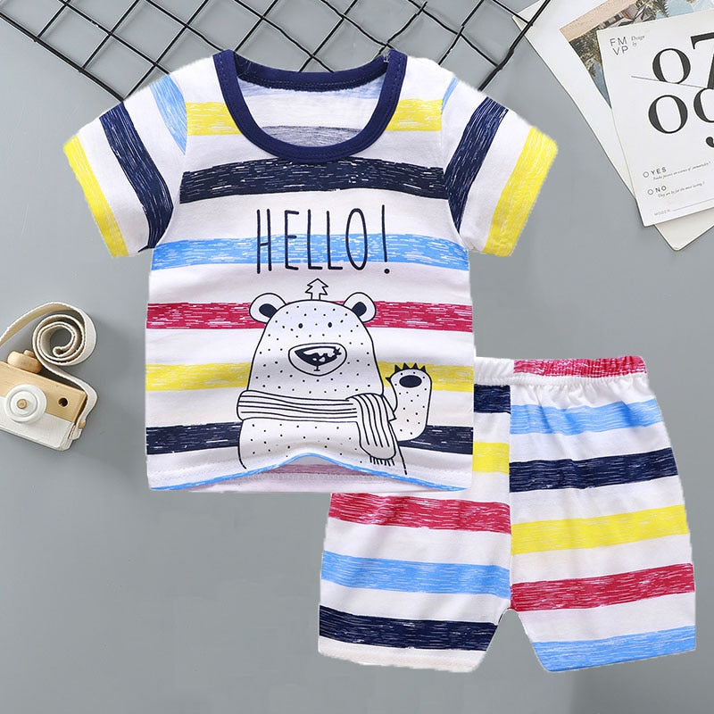 2PCS 100% Cotton Soft Summer Children Baby Cloths T-shirt