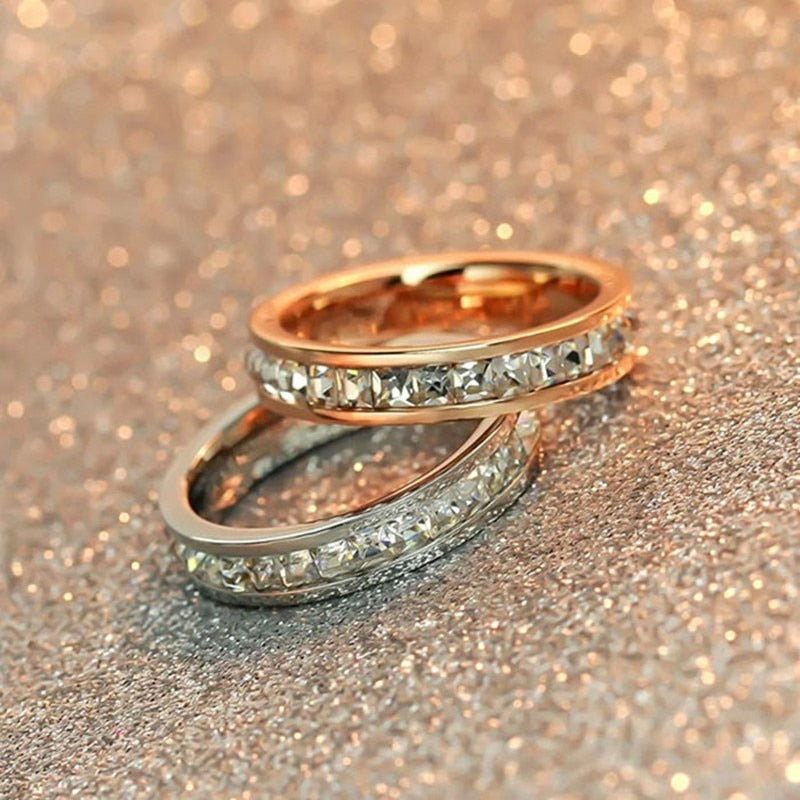 Stainless Steel Stackable CZ Eternity Ring