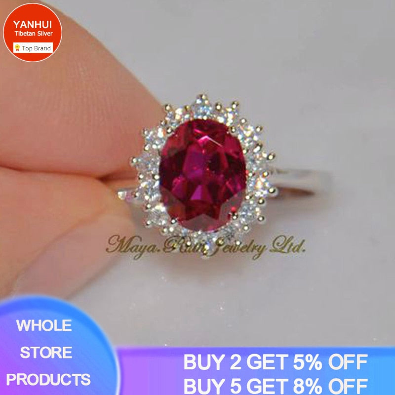 Elegant Female Princess Cut 3.2ct Created Ruby/Sapphire Ring
