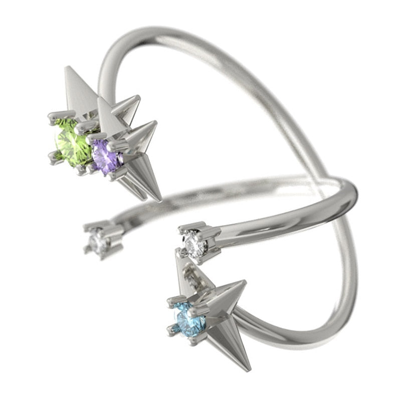 Opal Irregular Natural Stone Ring With White Opal Hollow Ring