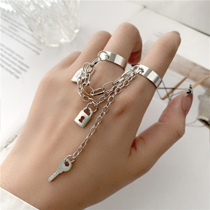 Hollow Heart Ring Set 5PCS Elegant Vintage Adjustable