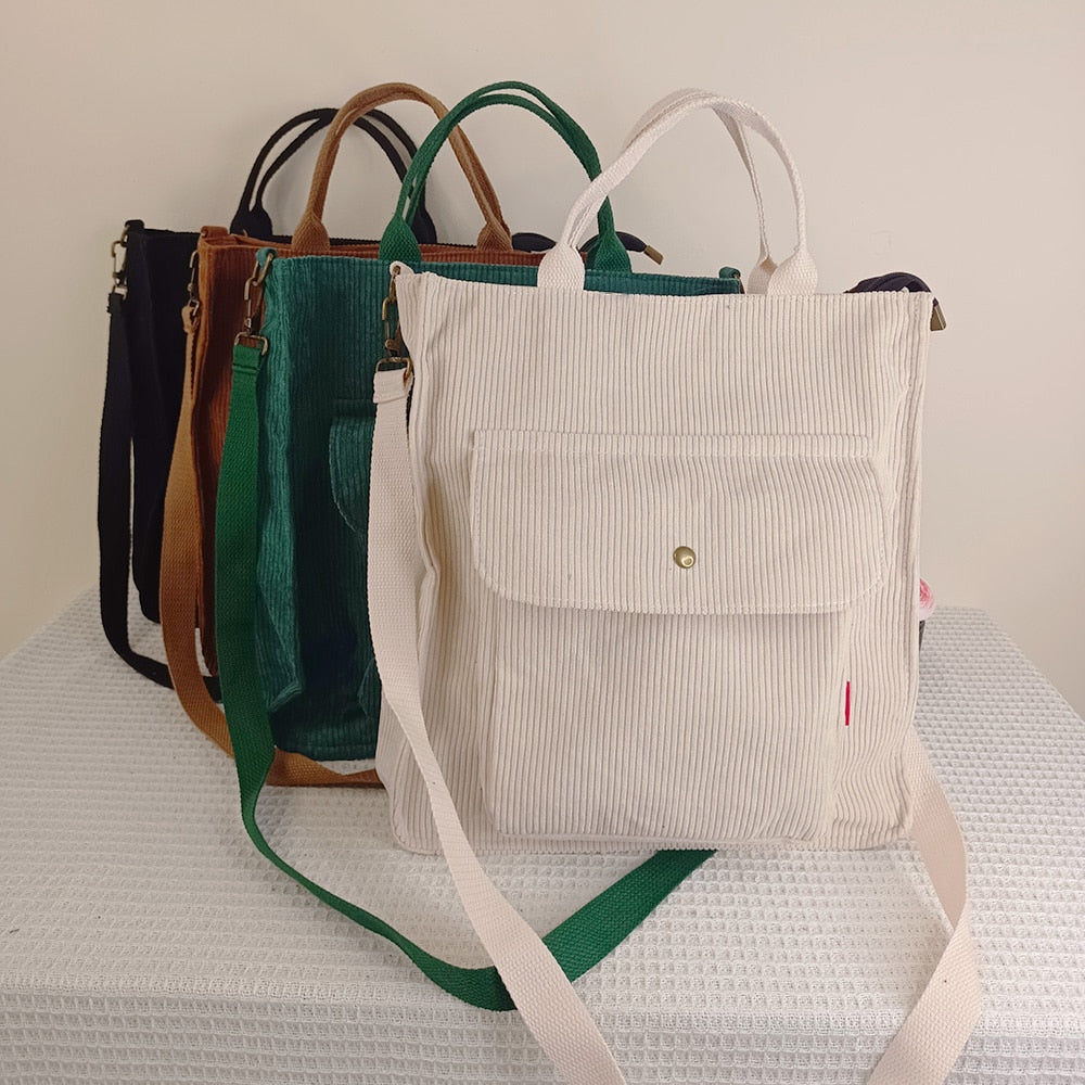Corduroy Foldable Washable Canvas Crossbody Bag