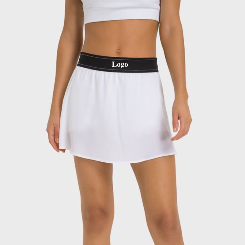 A Logo Match Point Flowy A-line Tennis Skirt With Comfy Inner Short Lightweight Woven Skirts Hidden Pocket for Key or Cards