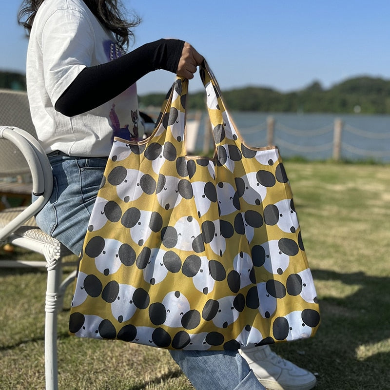 Reusable Large Cartoon Folding Washable Shopping Bag