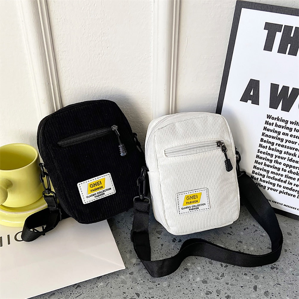 All-match Ladies Shoulder Bag Fashion Corduroy Zipper Messenger Bag