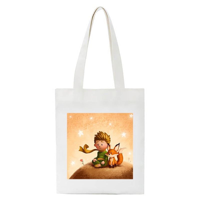 Cartoon Little Prince Women Canvas Eco Foldable Reusable Shopper Bag