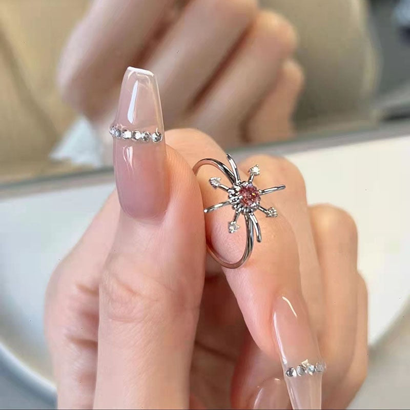 Opal Irregular Natural Stone Ring With White Opal Hollow Ring