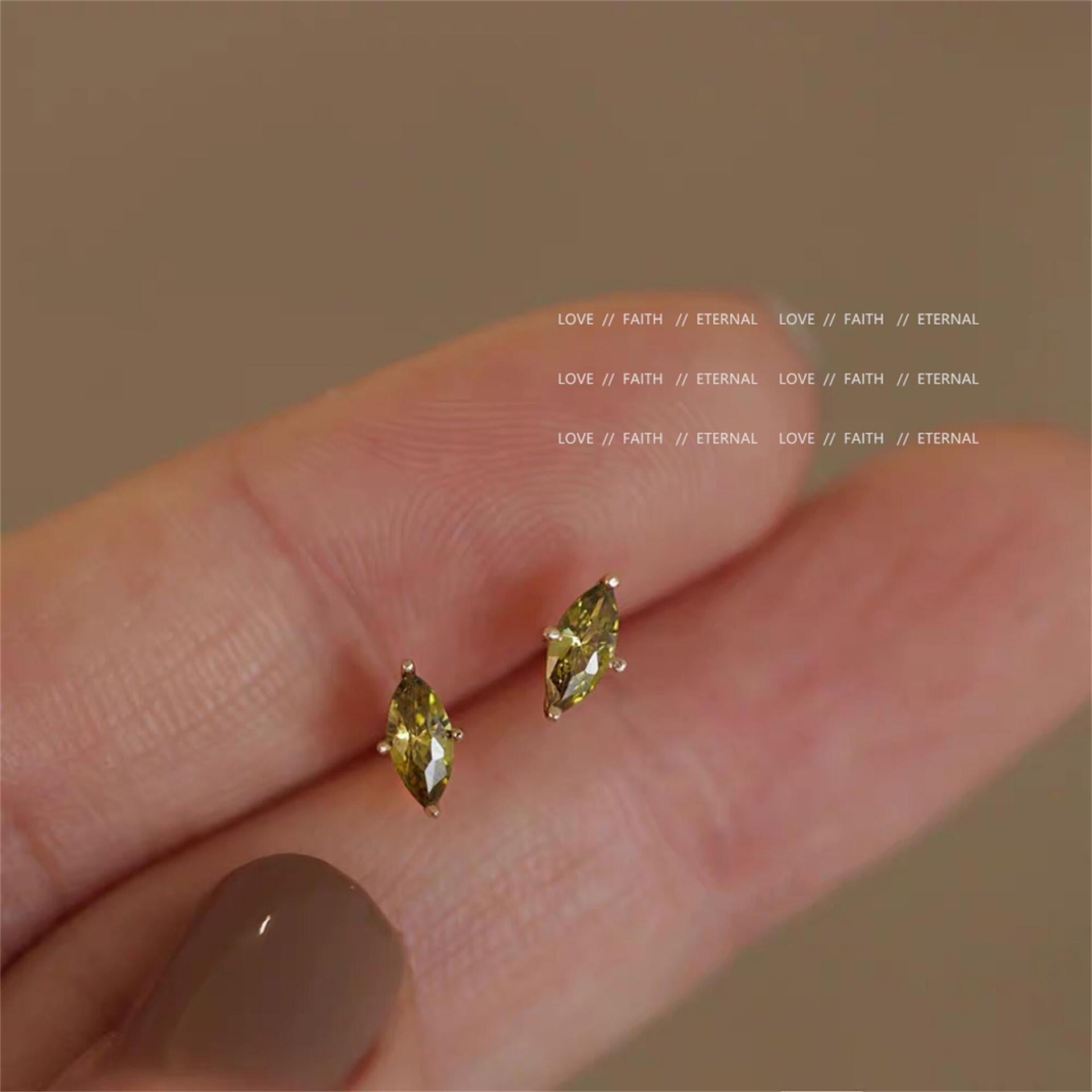 925 Silver Needle Simple Shiny Zircon  Gold Plating  Earrings
