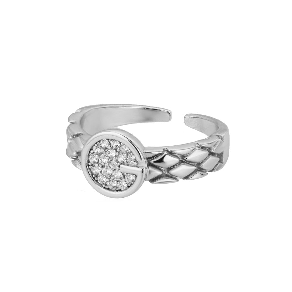 Fashion Star Stainless Steel  Zircon Round Irregular Adjustable Ring