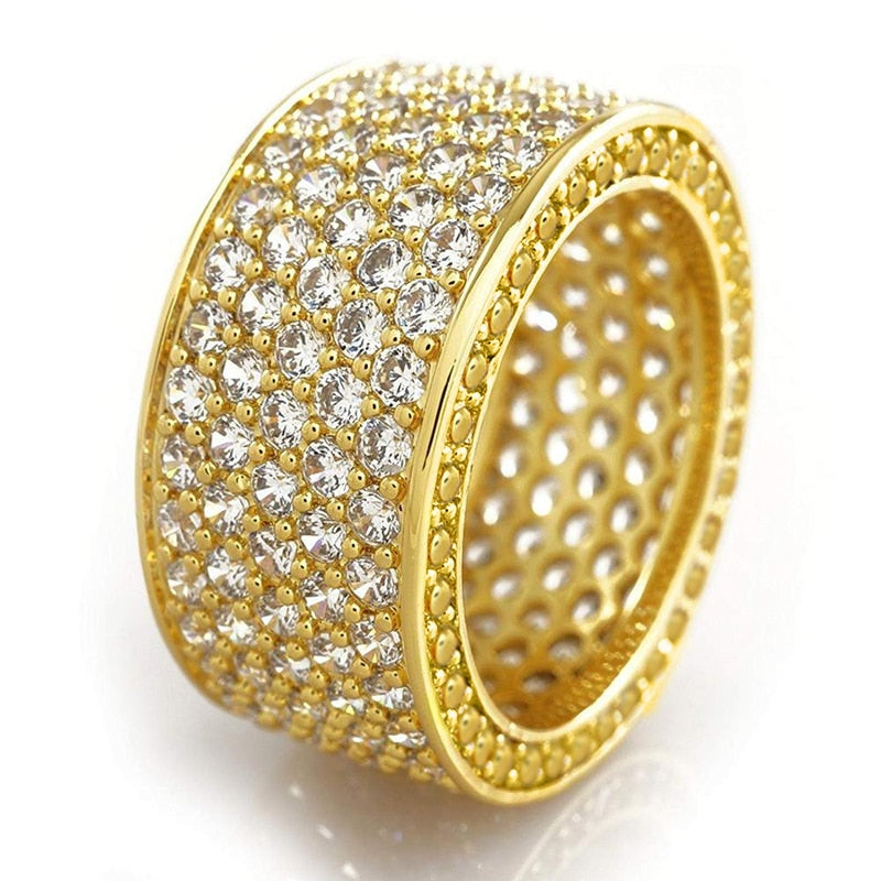 Huitan Luxury Wide Promise Paved CZ Silver Color/Gold Color Sparkling Ring
