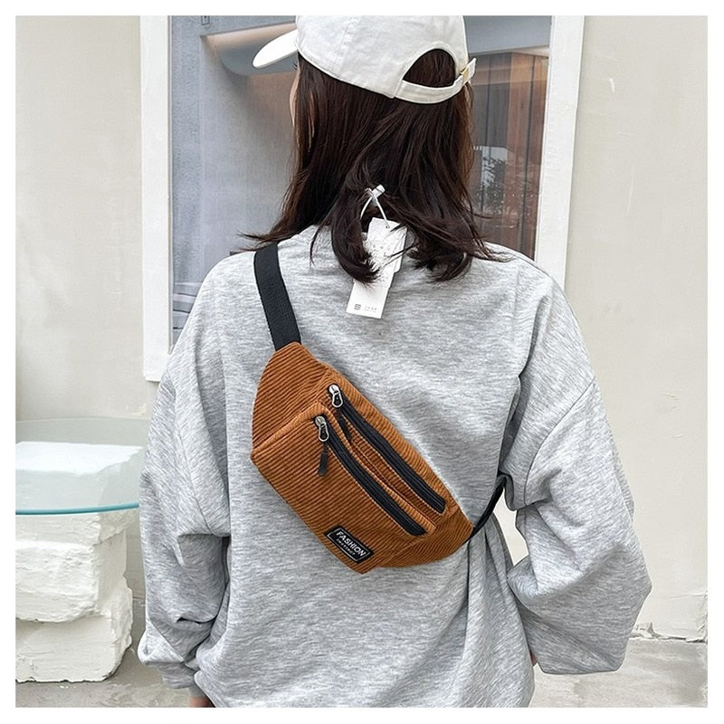 Corduroy Waist Bag Small Canvas Bag