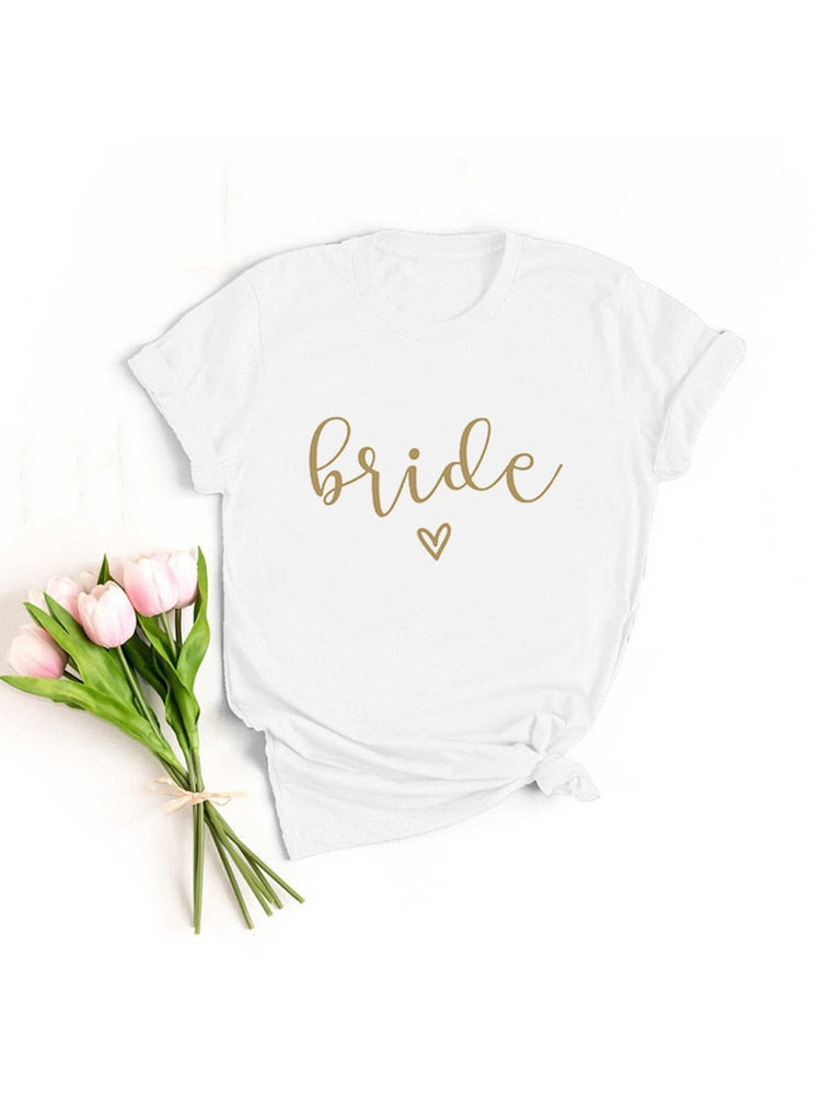 Bride Graphic T-shirt Casual Wedding Female Top