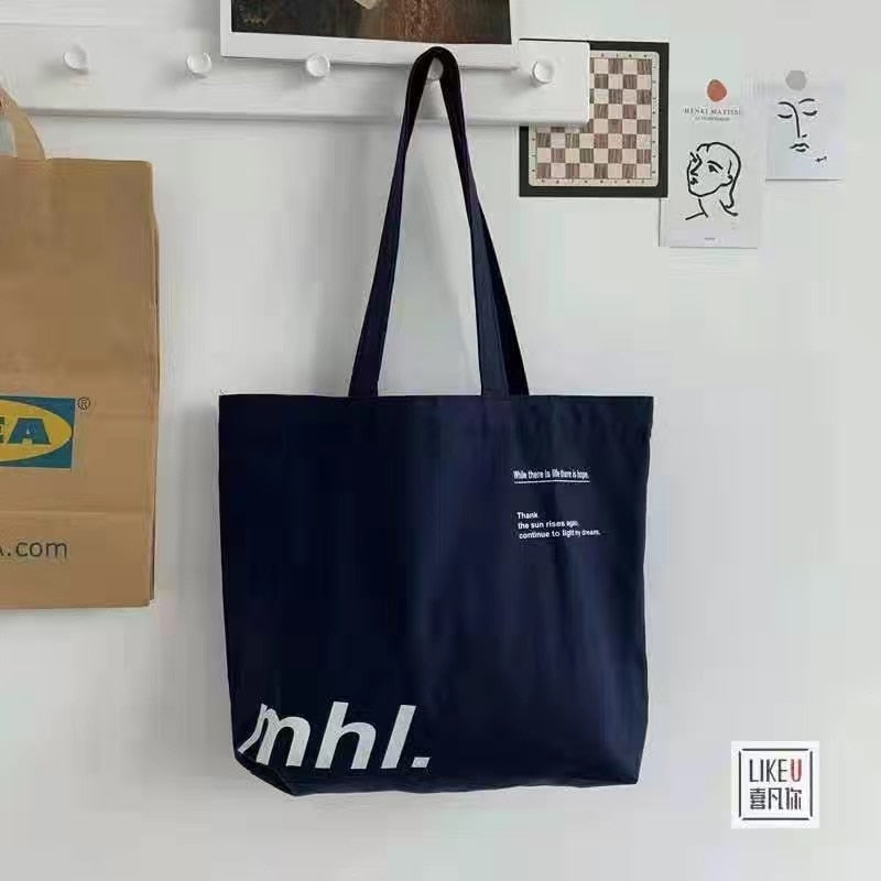 ZHE JIANG Large Capacity Cotton Reusable Canvas Tote Bag