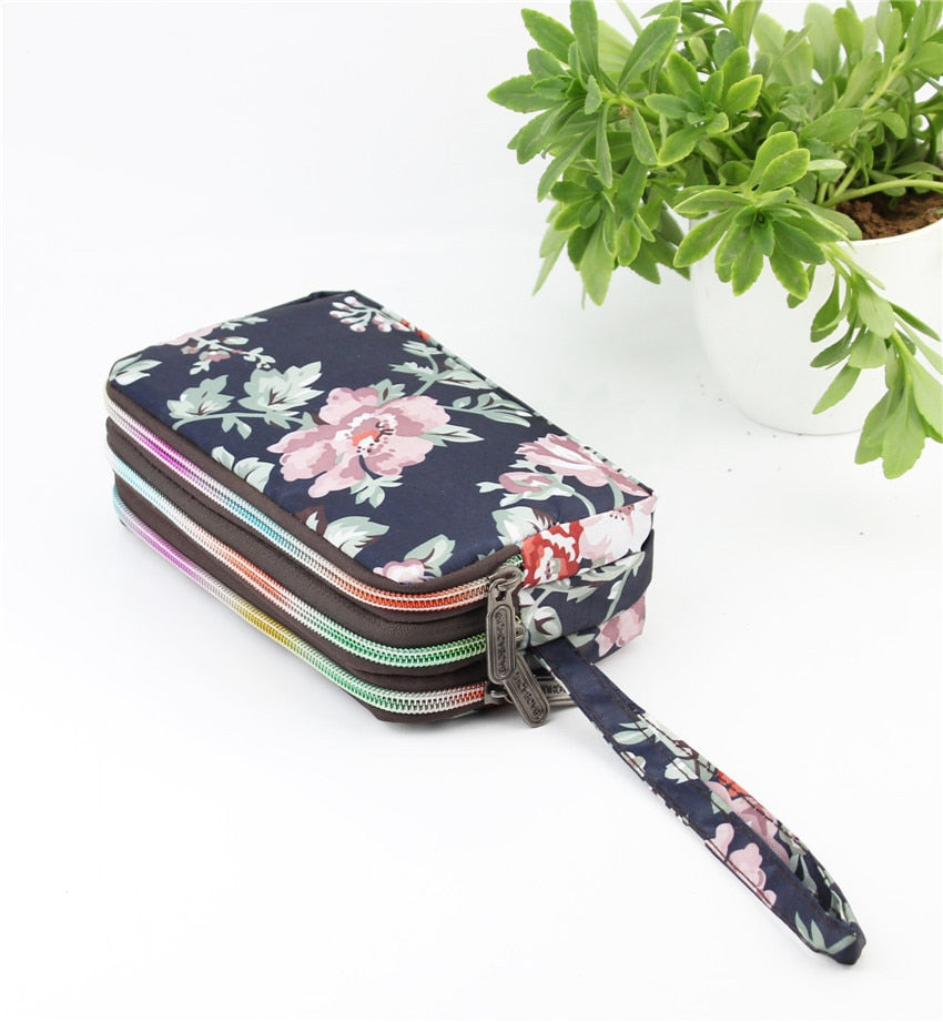 Three-layer Print Canvas Long Wallet