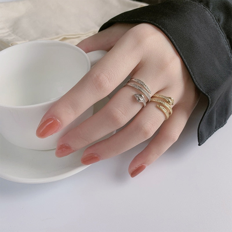Minimalist Gold Creative Hollow Irregular 925 Sterling Silver Snake Ring