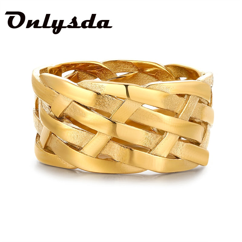 Onlysda Vintage Weave Viking Symbols Stainless Steel Men Ring