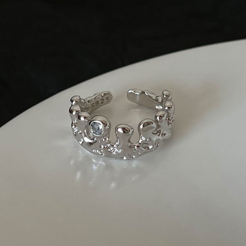 Opal Irregular Natural Stone Ring With White Opal Hollow Ring