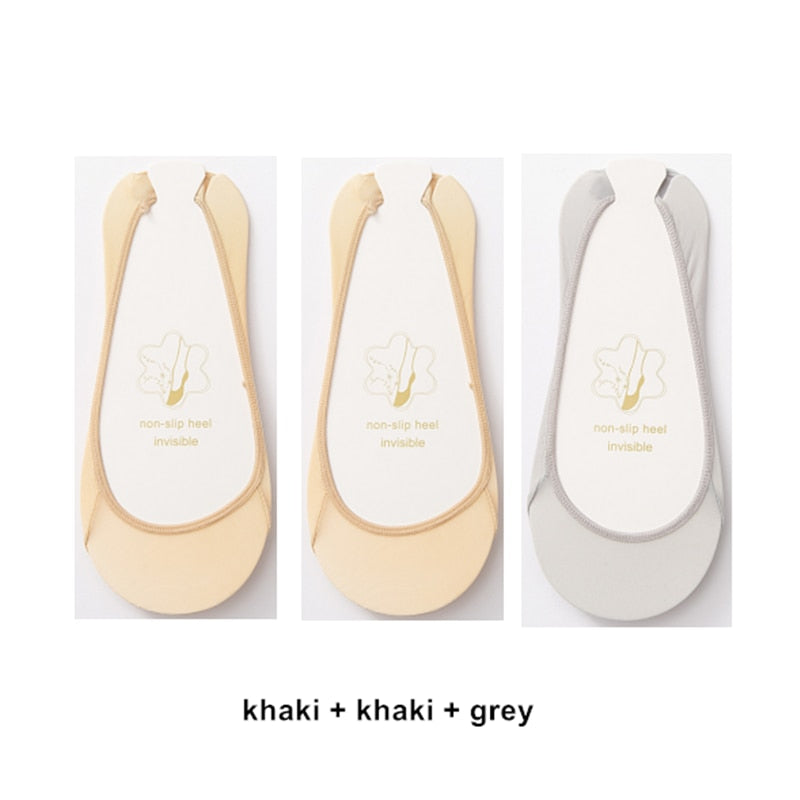 3 Pairs Invisible Boat Socks Women Summer Silicone Non-Slip Socks for High Heels Shoes Ice Silk Thin Half-Palm Suspender The New