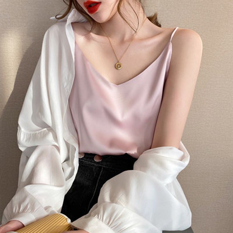 Casual V Neck Harness Silk Top