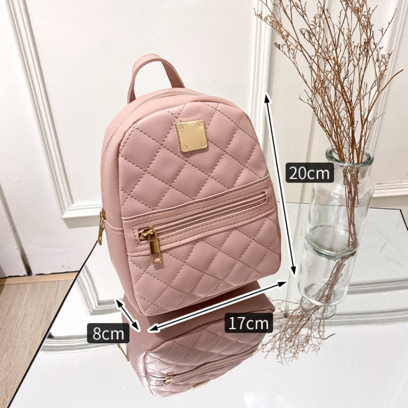 PU Leather Mini Women Backpack Multi-Function Bag