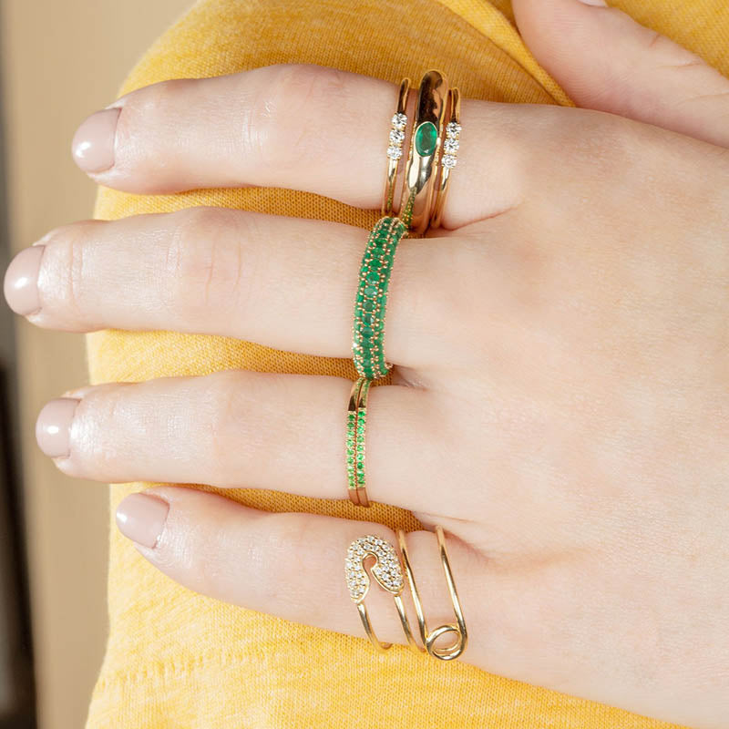 Classic Zircon Pin Twist Stainless Steel Pin Twisted Finger Ring