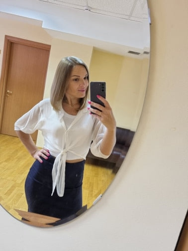 Summer Buttoned Up Shirt Loose Blouse Chiffon Shirt