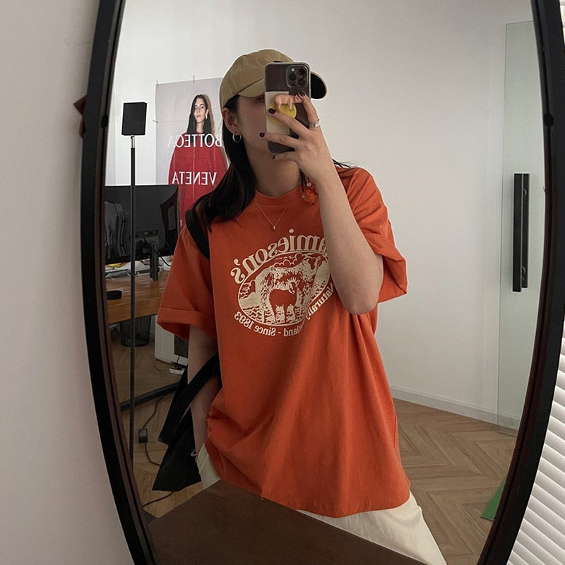 DAYIFUN T-shirt Half Sleeve Female  O-neck Top