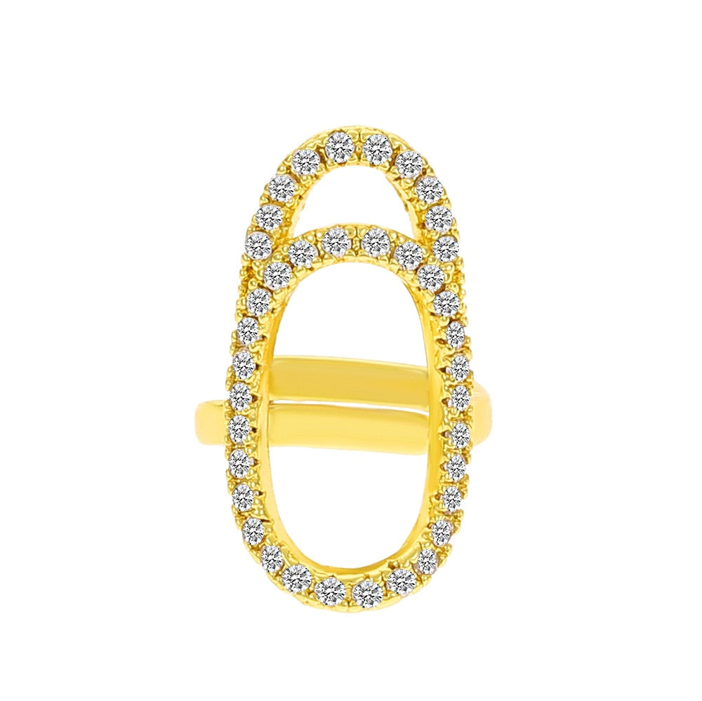 Korean Crystal Geometric Adjustable Ring