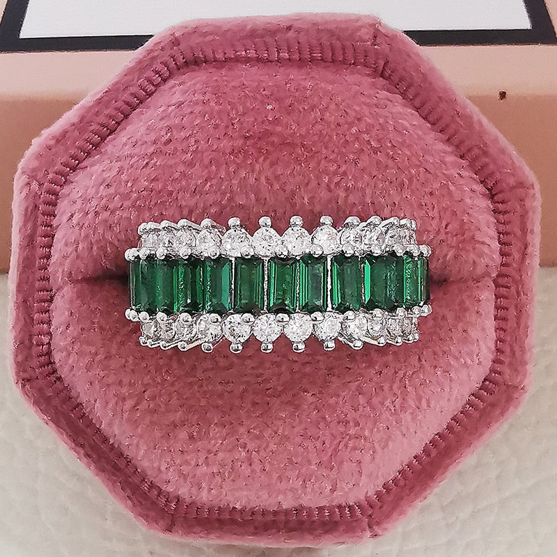 Luxury Rose Gold Silver Color Big Wheel Band Eternity Ring