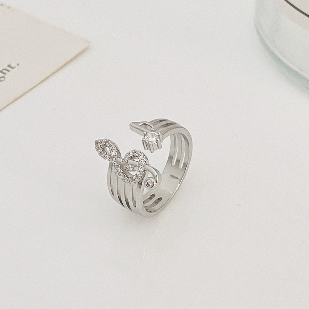 Korean Fashion Micro-set Zircon Music Note Ring