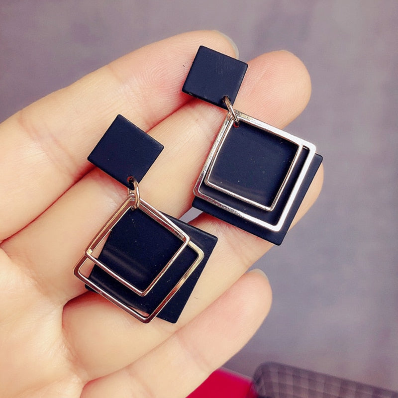 LATS Trend Rhinestone Geometric Drop Earrings for Women