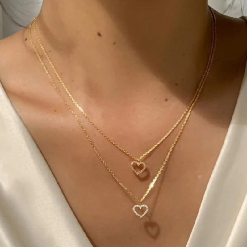 Kpop Vintage Metal Heart Neck Chains Choker Grunge Necklaces