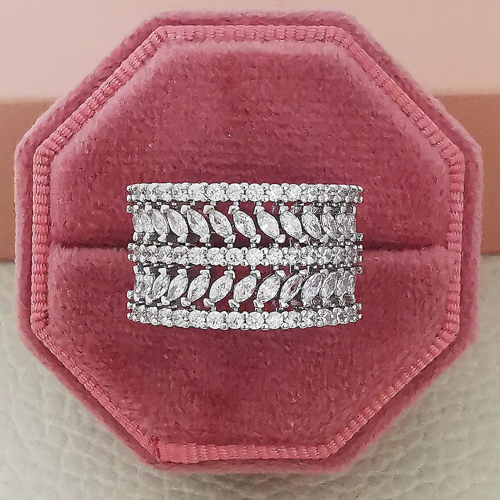 Luxury Rose Gold Silver Color Big Wheel Band Eternity Ring