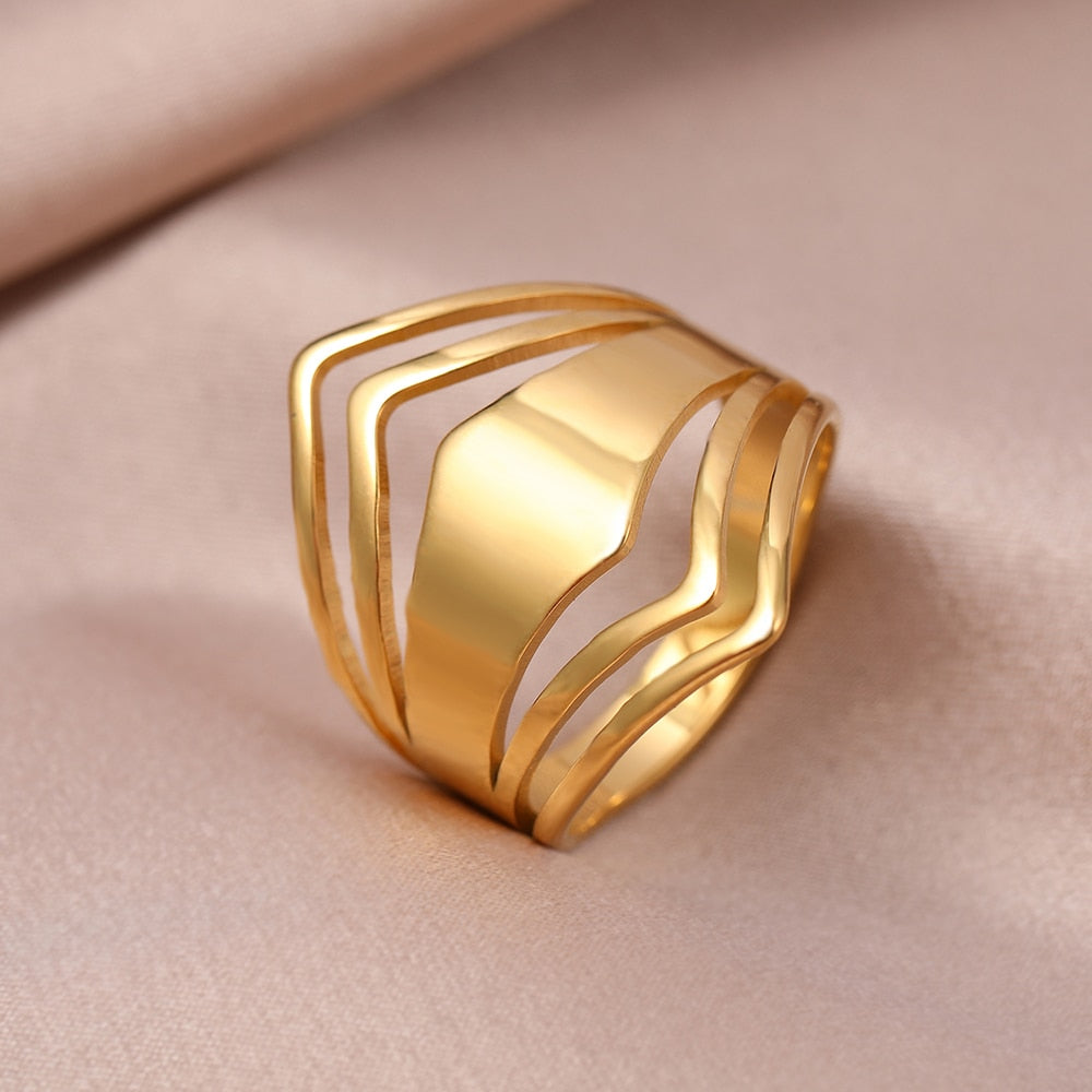 Stainless Steel Ring Geometric Rhombus Antique Ring