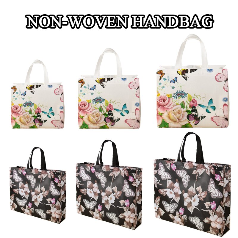 Flower Print Grocery Non-woven Fabric Shopping Bag