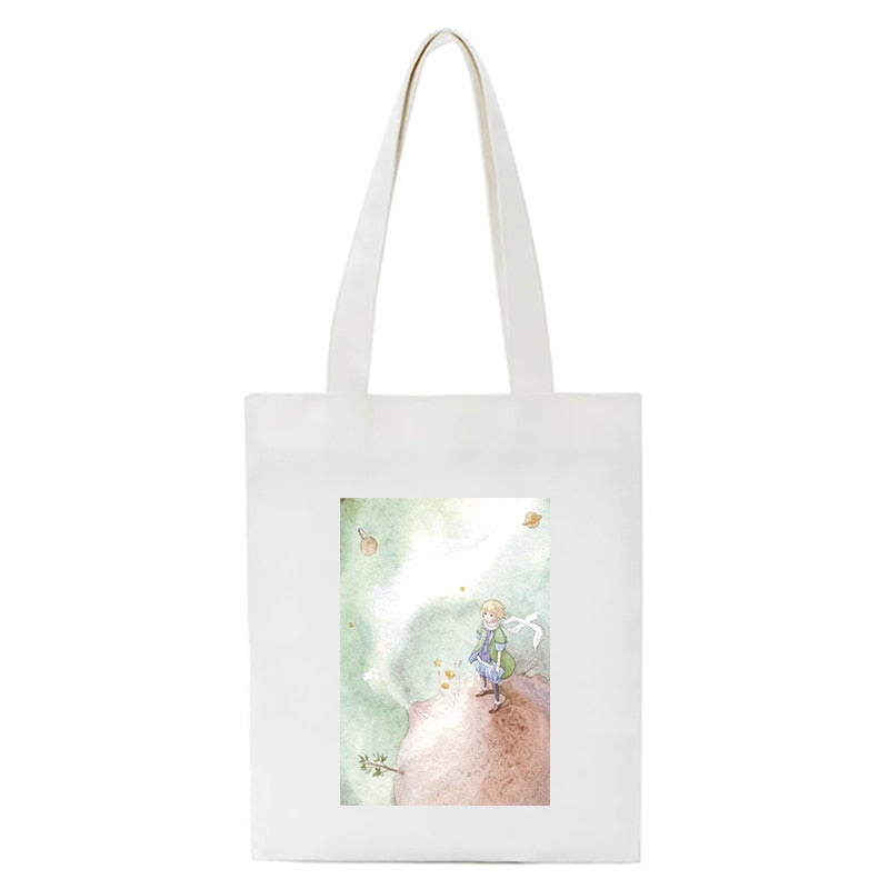 Cartoon Little Prince Women Canvas Eco Foldable Reusable Shopper Bag