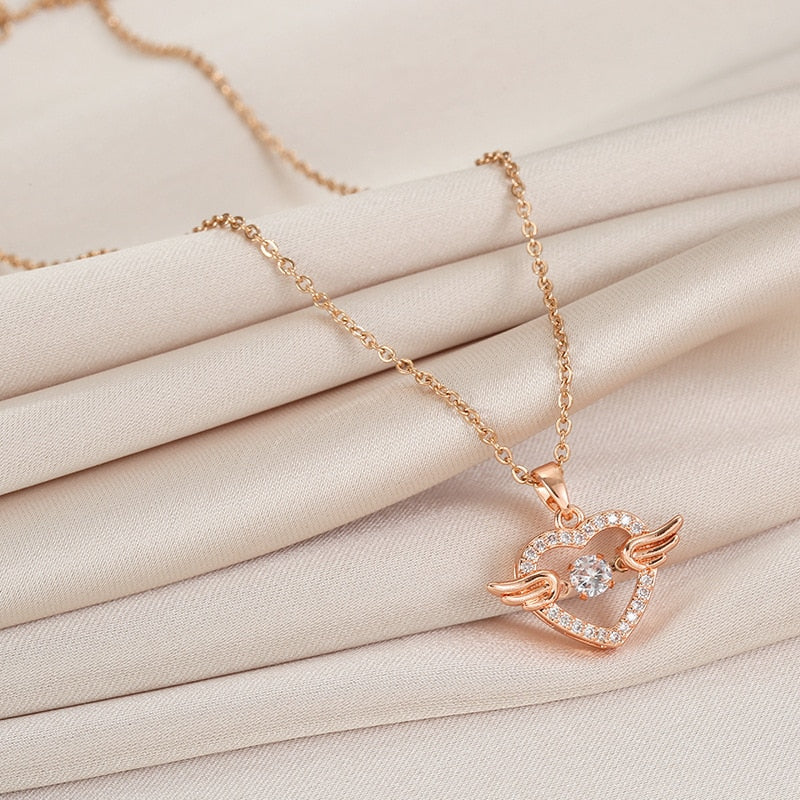 Shiny Bling Zircon Double Layer Heart Clavicle Chain  Necklace