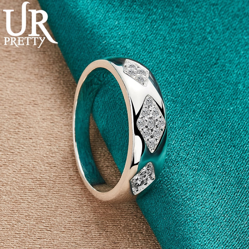 925 Sterling Silver Rhombic AAA Zircon Ring