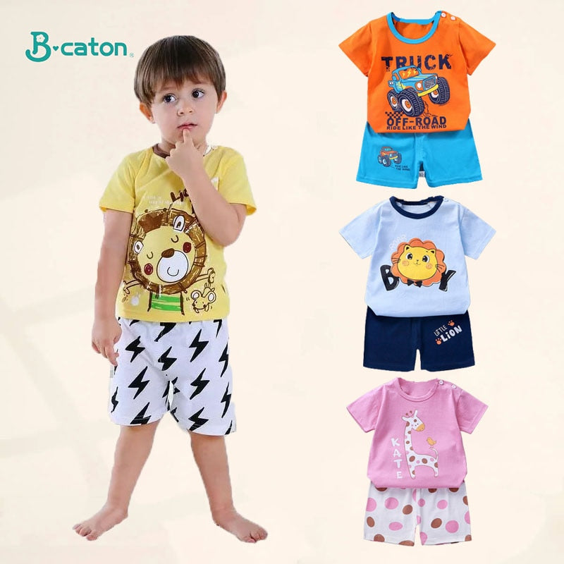 2PCS 100% Cotton Soft Summer Children Baby Cloths T-shirt